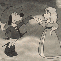 Dogtanian and Juliette on a cloud